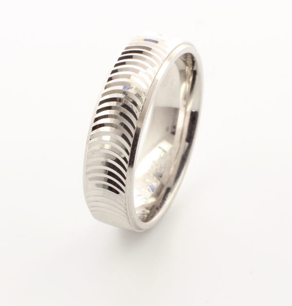 Patterned Designer White Gold Wedding Ring - Sesso